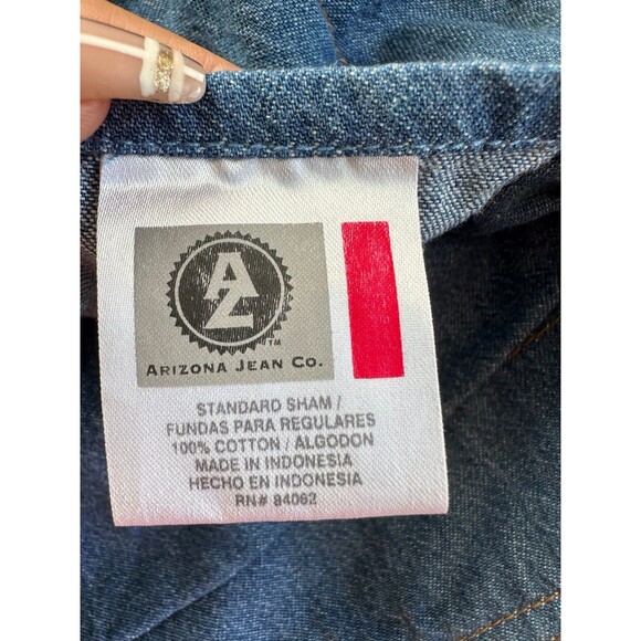 Arizona Jeans Co. 100% Cotton Chambray Denim Like Standard Sham Pillowcases Pair - Picture 7 of 8